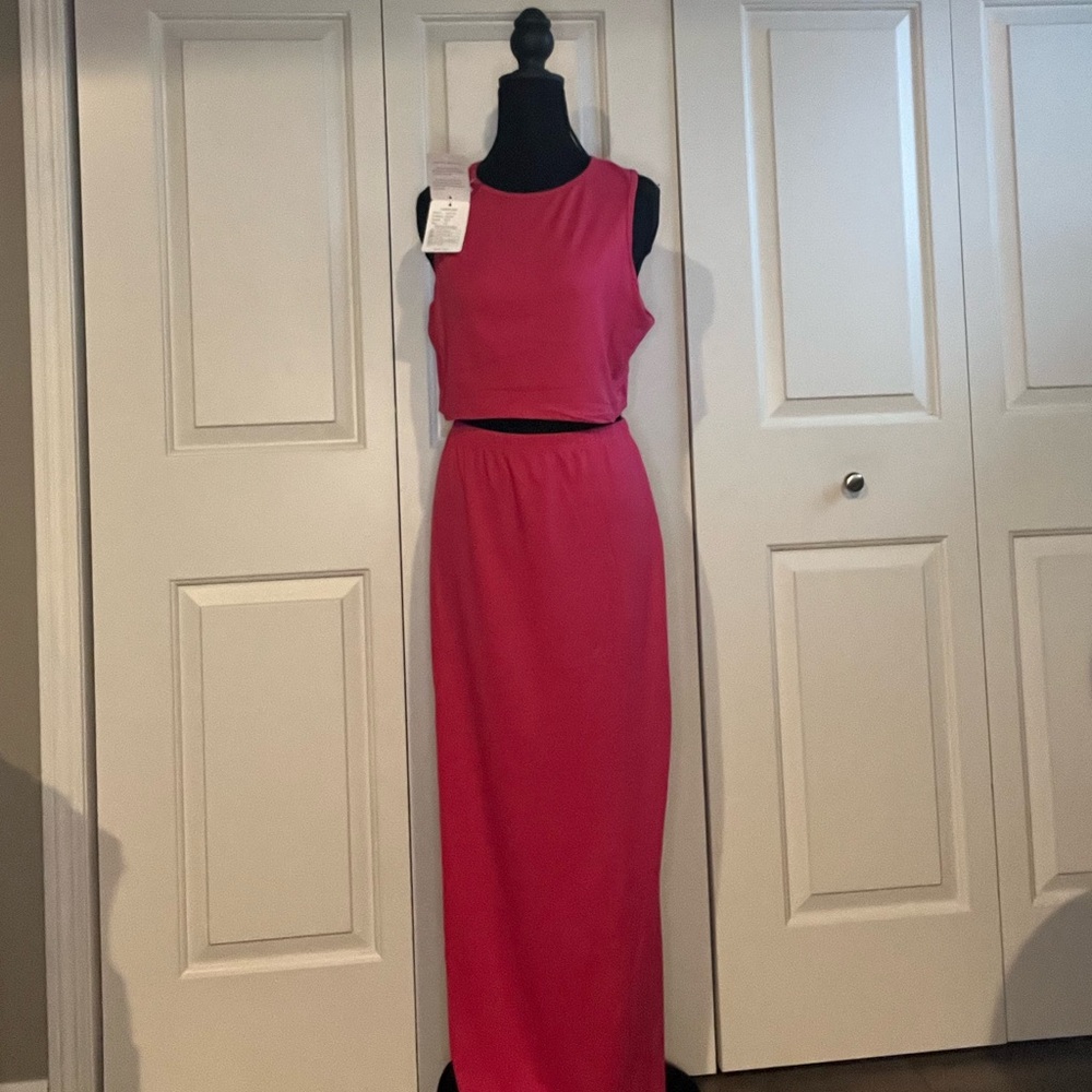 NWT 2 Piece Summer Dress Sets, High Split Long Skirt with Crop Tank Top, XXL